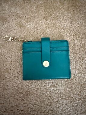 Amazon Teal Card Wallet with Gold Hardware